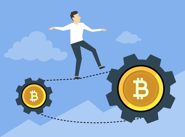 Criptomoneda, riesgo de inversión de bitcoin, equilibrio del inversor entre inversión y retorno