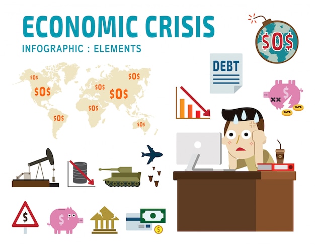 Vector crisis económica frustrado personaje de dibujos animados de hombre de negocios