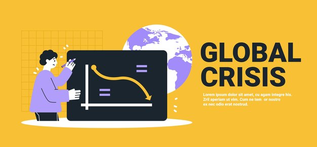 Crisis económica global desaceleración concepto de guerra comercial hombre de negocios analizando la caída gráfico gráfico tierra