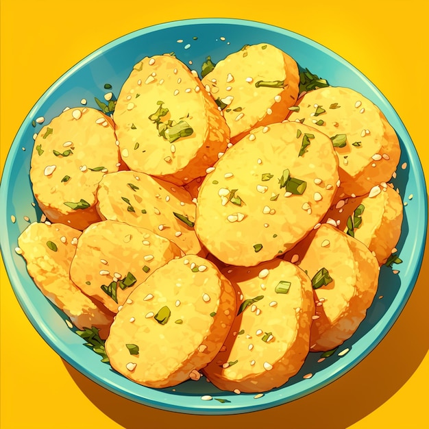 Vector crispy fried pickle chips es una escena de dibujos animados.