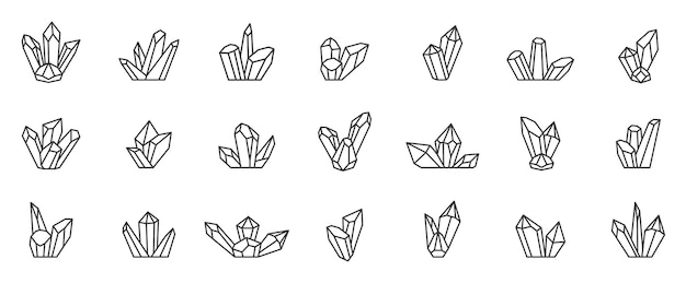 Cristal minerales línea arte icono Logo vector cristal gema Trazo editable