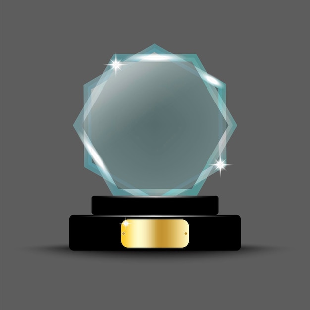 Cristal en soporte en trofeo de campeonato transparente premio deportivo premio ganador ilustración vectorial imagen de stock