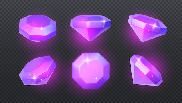 Cristales de diamante púrpura con efecto brillante y brillo gradiente