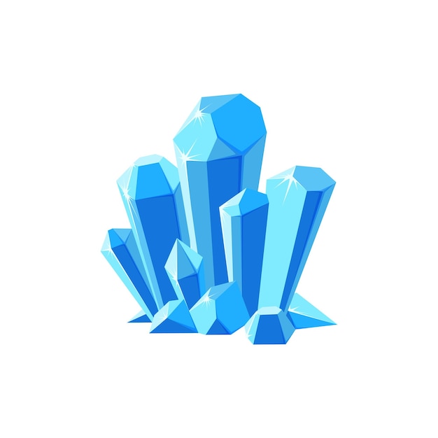 Cristales de hielo o piedras preciosas Drusa de cristal brillante hecha de mineral azul aislado