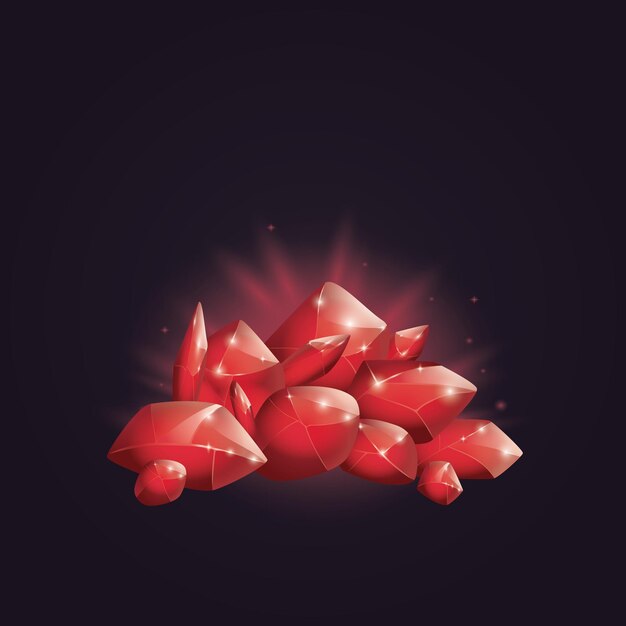 Cristales y minerales naturales Cartoon Magic Gemstones Ilustración vectorial de activos del juego