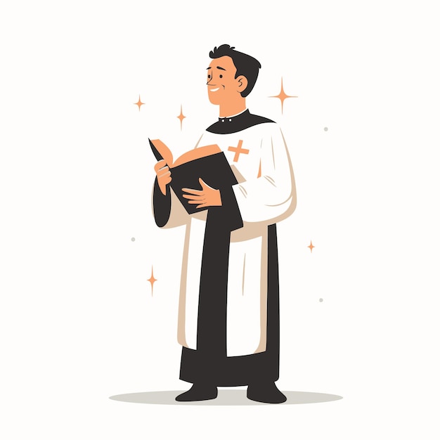 Vector cristianismo_religión_sacerdote_con_bíblia_y_estrella