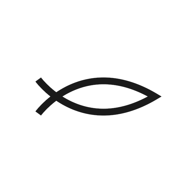 Cristianismo símbolo pescado aislado vector contorno icono en flad