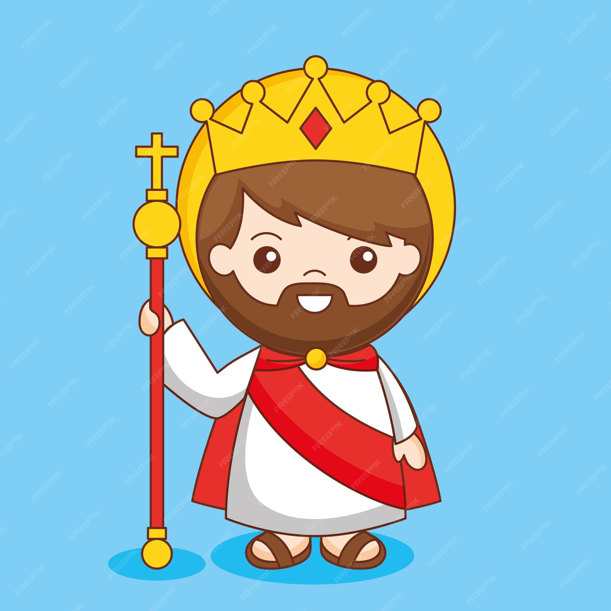 Cristo Rey Del Universo Con Corona Y Cetro Ilustración De Dibujos