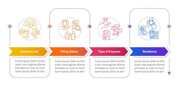 Criterios para los contribuyentes rectángulo plantilla de infografía pantalla de la aplicación
