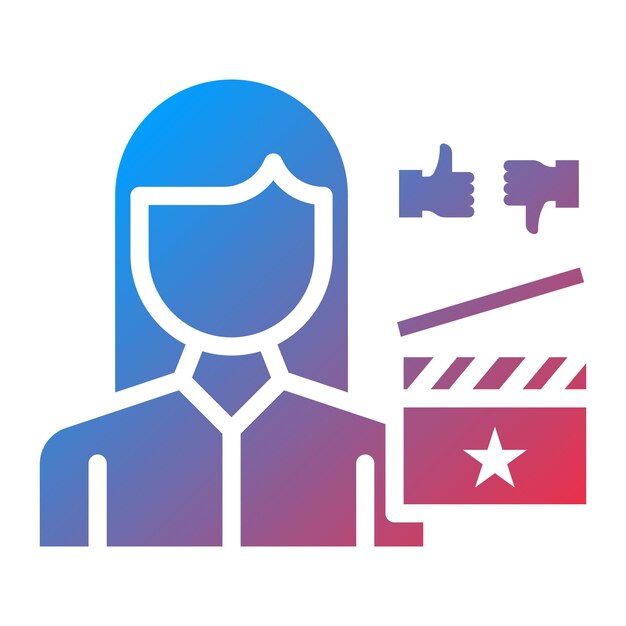 Crítica de cine Imagen vectorial de icono femenino Se puede utilizar para la realización de películas