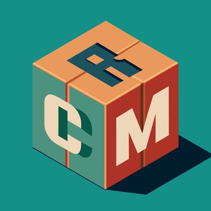 Vector crm concepto de gestión de relaciones con el cliente cubo bloque de madera con alfabeto combinar la palabra crm