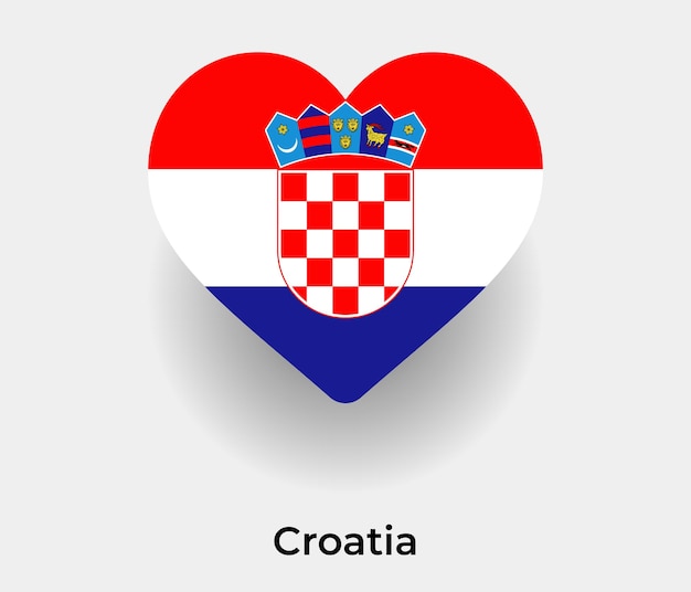 Croacia bandera corazón forma icono vector ilustración