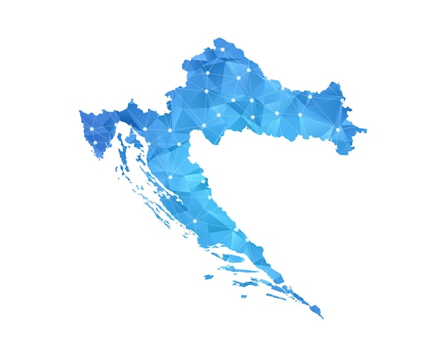 Croacia mapa línea puntos poligonal abstracto geométrico.