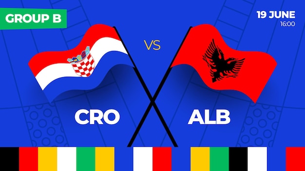 Croacia vs Albania Fútbol 2024 partido contra 2024 partido de campeonato de la fase de grupos contra equipos intro fondo deportivo competición de campeonato