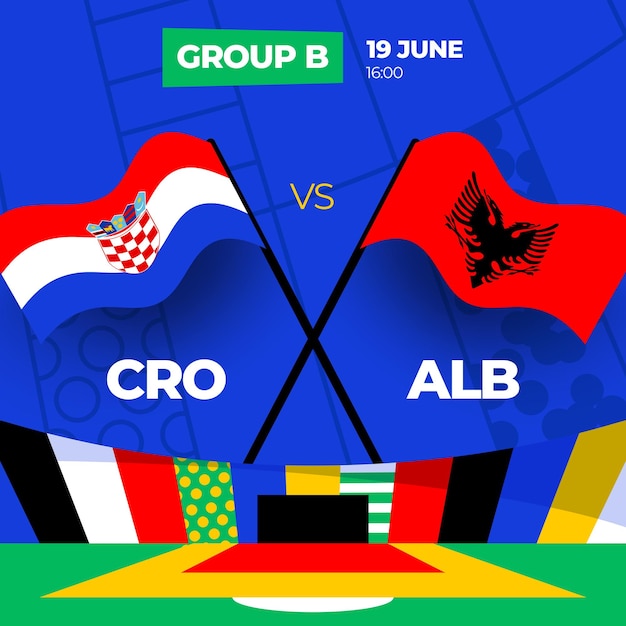 Croacia vs Albania Fútbol 2024 partido contra 2024 partido de campeonato de la fase de grupos contra equipos intro fondo deportivo competición de campeonato