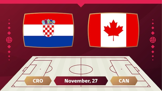 Croacia vs canadá fútbol 2022 grupo e competición mundial de fútbol partido de campeonato versus