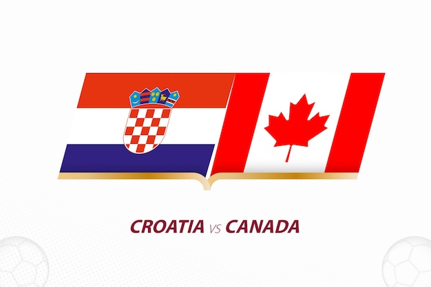 Croacia vs Canadá en el grupo de competencia de fútbol A Versus icono sobre fondo de fútbol