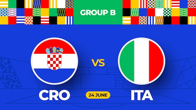 Croacia vs Italia fútbol 2024 partido contra 2024 partido de campeonato de la fase de grupos contra equipos intro fondo deportivo competición de campeonato