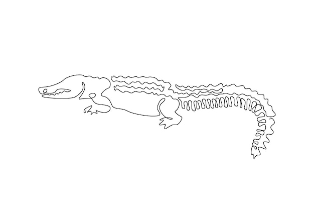 Crocodile in continuous one line drawing illustration