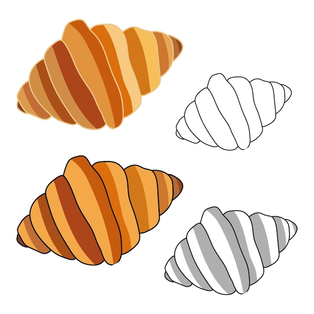 Croissant aislado sobre fondo blanco. Ilustración vectorial