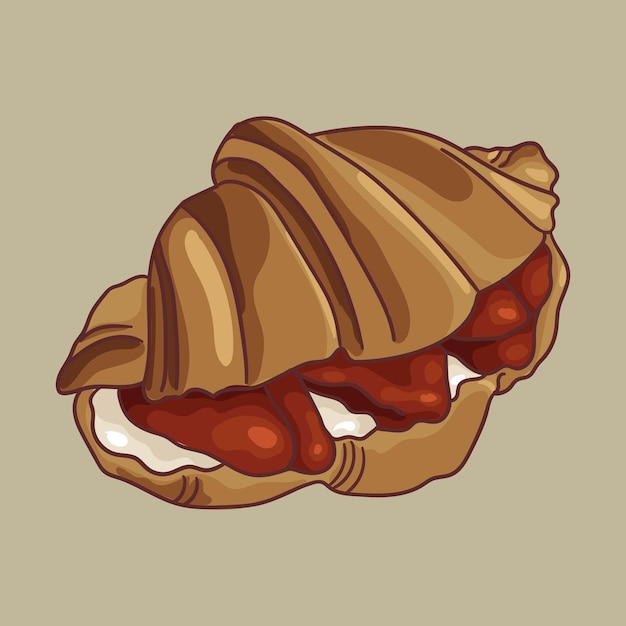 Croissant con crema y fresas