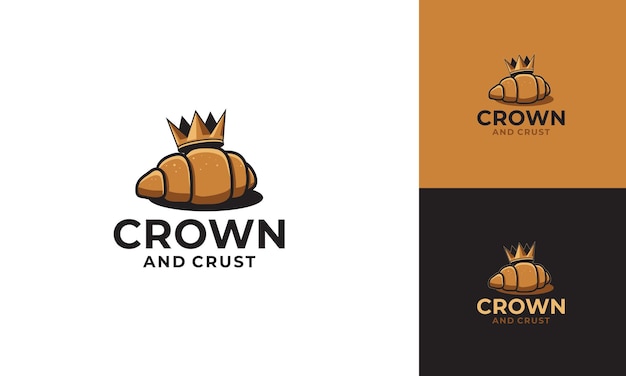 Un croissant con un diseño de logotipo de la panadería de la corona
