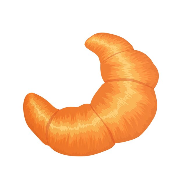 Croissant en diseño plano pan de panadería francés de media luna producto dulce Ilustración vectorial aislada