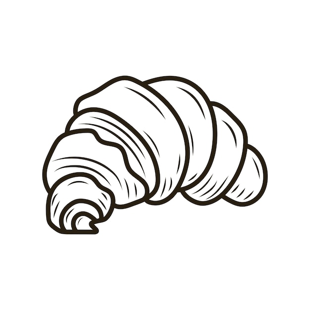 Croissant Doodle Icono dibujado a mano para café y panadería