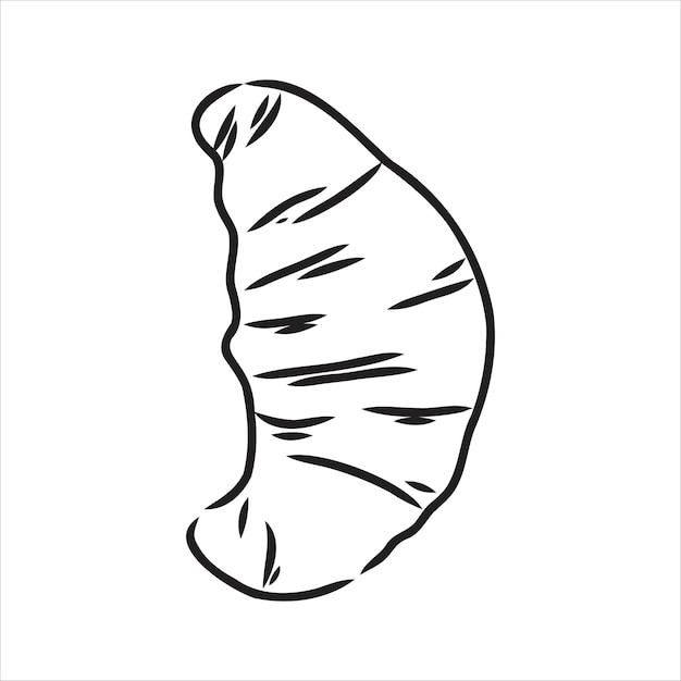 Croissant Doodle, una ilustración de doodle de vector dibujado a mano de un croissant.