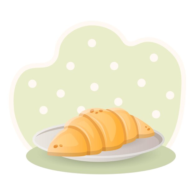 Vector croissant ilustración placa panadería dulces bollo editable