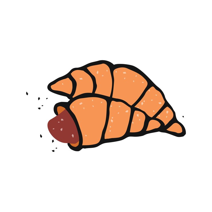 croissant líneas dibujadas a mano aisladas en un fondo blanco. ilustración vectorial