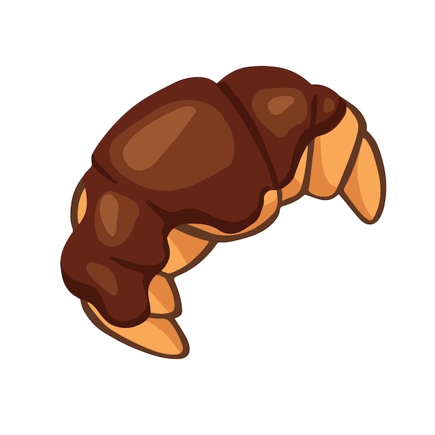 Croissant salpicado con chocolate delicioso pan dibujado a mano vector de color