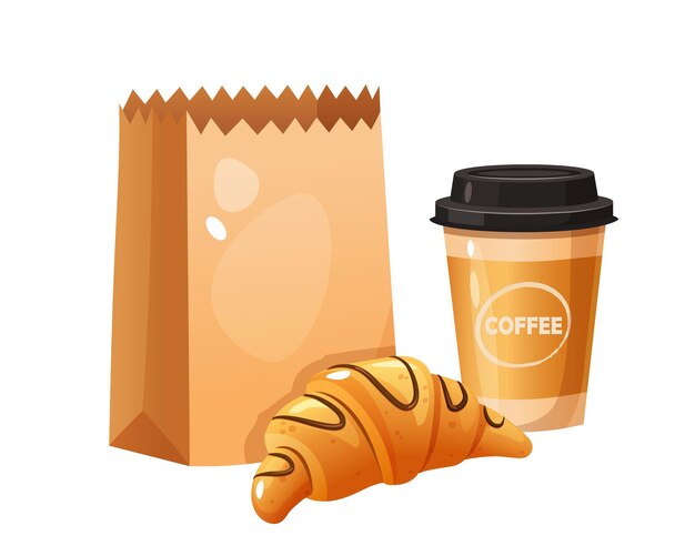 Croissant con taza de café