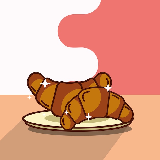 croissants frescos panadería comida en plato