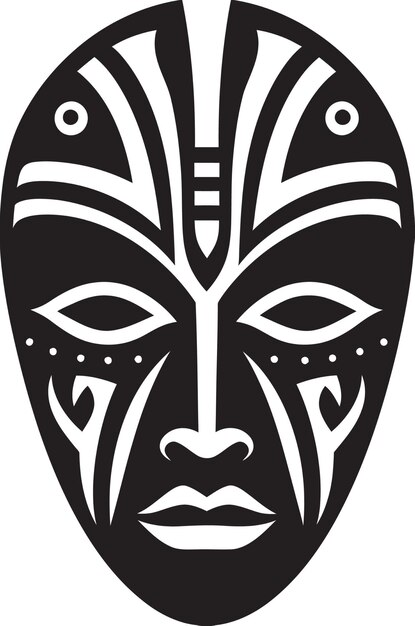 Vector crónicas culturales icono de máscara de la tribu africana susurros ancestrales emblema de la máscara africana