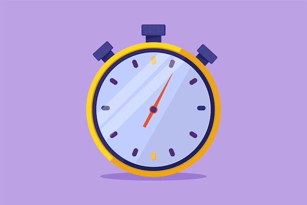Cronómetro de dibujo de estilo plano de dibujos animados reloj especial para iniciar la medida de parada Equipo deportivo y de competición Temporizador icono de flecha de retorno plantilla de logotipo símbolo de etiqueta Diseño gráfico ilustración vectorial