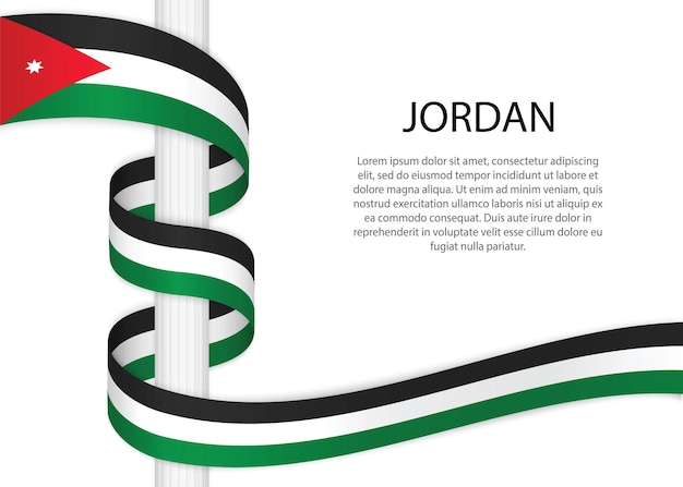 Croquis dibujados a mano bandera de Jordania. Icono de vector de estilo garabato