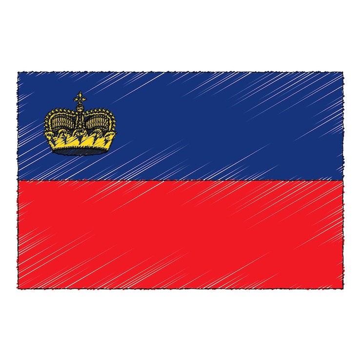 Vector croquis dibujados a mano bandera de liechtenstein. icono de vector de estilo de dibujo