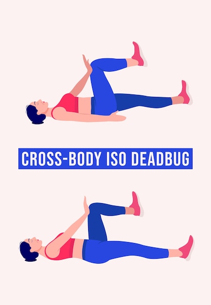 Cross body dead bug ejercicio mujer entrenamiento fitness aeróbicos y ejercicios