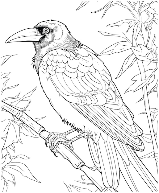 Crow Coloring Page vectores para adultos