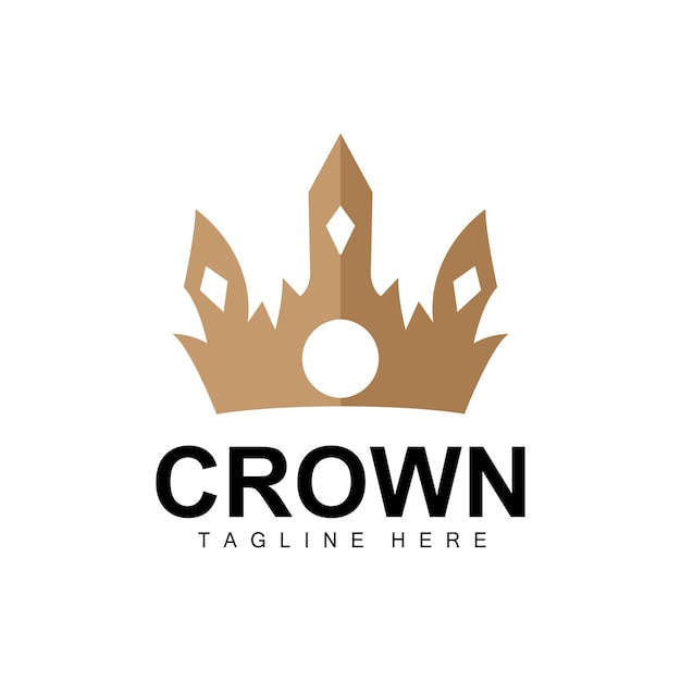 Crown Logo Royal Design Trono Titular Rey y Reina Vector Icono Marca Producto Plantilla Plantilla simple