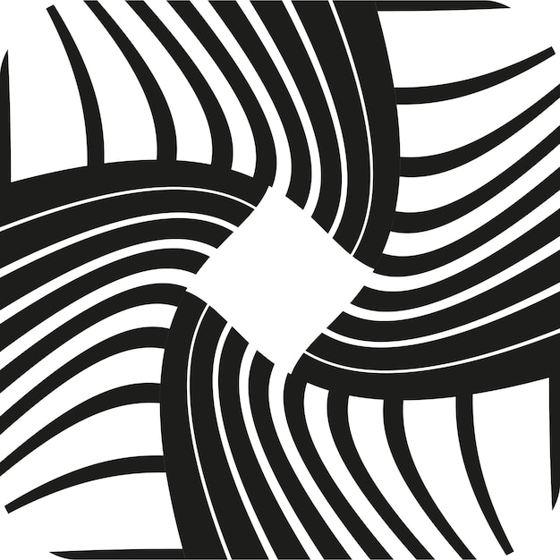 Cruce de curva a rayas Vector abstracto en negrita Movimiento de rotación gráfico Patrón agudo ondulado