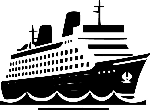 Vector crucero en blanco y negro icono aislado ilustración vectorial