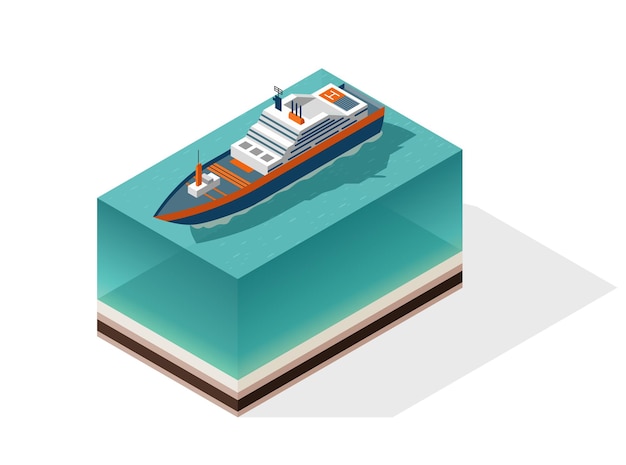 Crucero isométrico Transporte de pasajeros por agua Icono isométrico vectorial o elemento infográfico Transporte marítimo