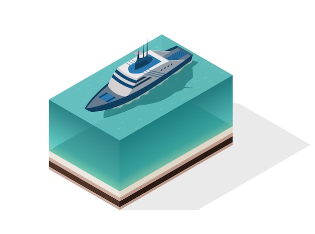 Crucero isométrico Transporte de pasajeros por agua Icono isométrico vectorial o elemento infográfico Transporte marítimo