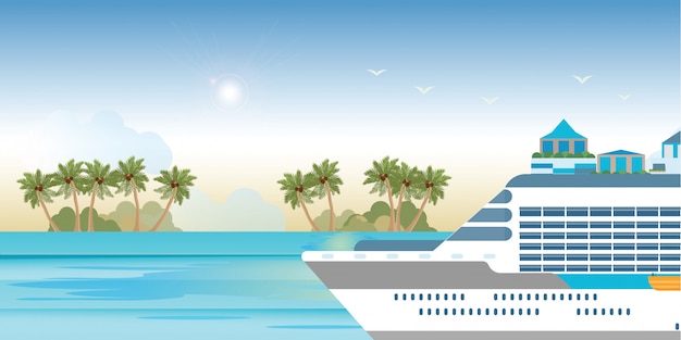 Crucero navegando en banner de agua azul