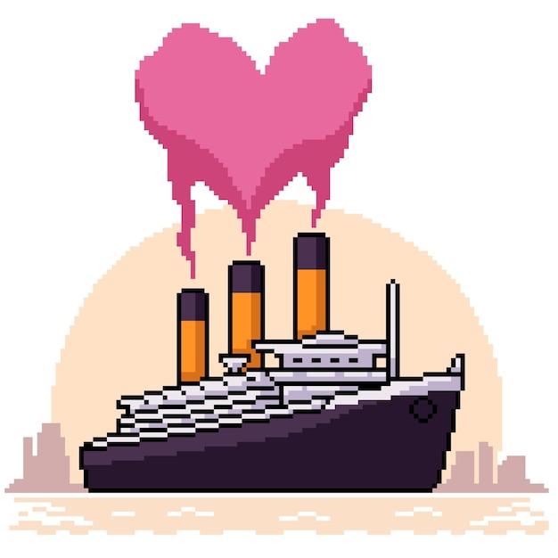 Vector crucero romántico pixel art