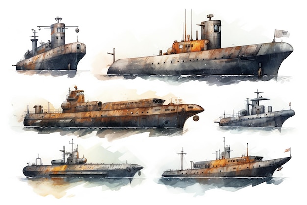 Vector cruceros estos son buques de guerra rápidos y maniobrables pintura acuarela fondo abstracto