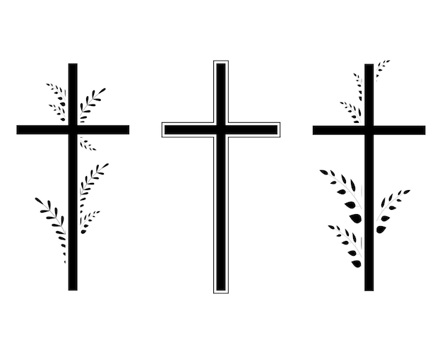 Cruces de la iglesia establecidas ilustración vectorial de muerte y funerales