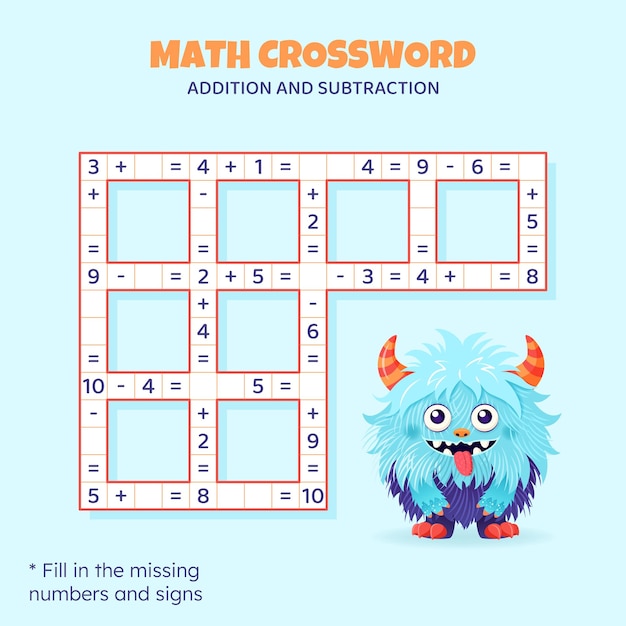Cruces de matemáticas para niños Adición y resta Contar hasta 10 Juego para niños